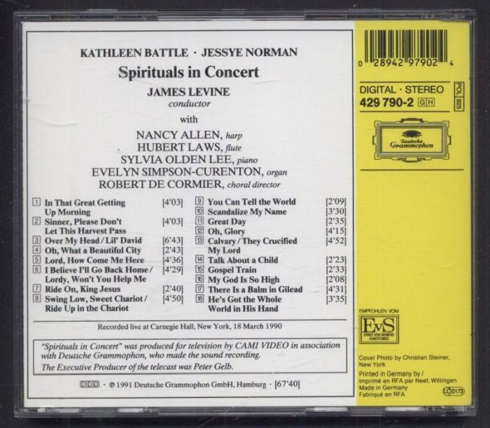 Kathleen Battle, Jessye Norman - Chorus And Orchestra Conducted By James Levine - Spirituals In Concert (CD)