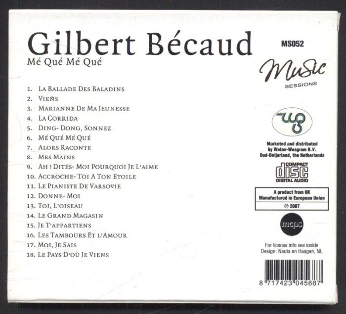 Gilbert Bécaud - Mé Qué Mé Qué (CD)