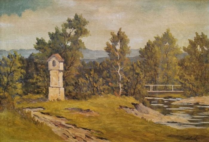 Antonín Kouba - Jihočeská krajina (olej na lepence)