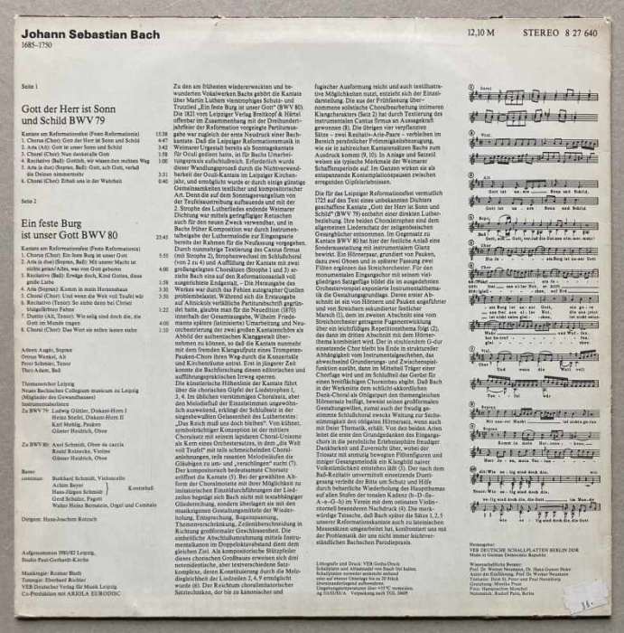 Bach - Gott Der Herr Ist Sonn Und Schild Kantate BWV 79 / Ein Feste Burg Ist Unser Gott Kantate BWV 80 (LP)