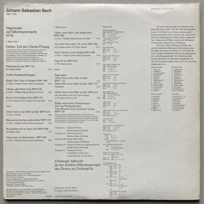 Johann Sebastian Bach - Christoph Albrecht - Bachs Orgelwerke Auf Silbermannorgeln 15/16 (2LP)