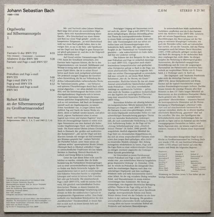 Johann Sebastian Bach - Robert Köbler - Bachs Orgelwerke 1 (LP)