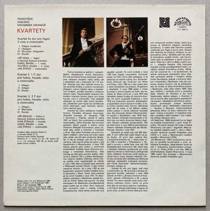 František Vincenc, Krommer-Kramář, Jiří Seidl, Jiří Mihule, Sukova kvarteta - Kvartety (LP)