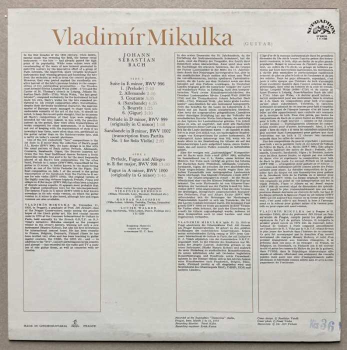 J. S. Bach, Vladimír Mikulka - Compositions By J'S' Bach (LP)