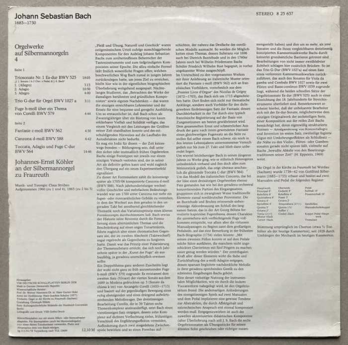 Bach, Johannes-Ernst Köhler - Orgelwerke 4 (LP)