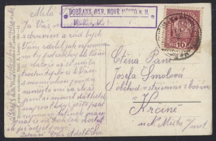 Nedvězí. Pozdrav z Nedvězí. Obchod A. Langra.