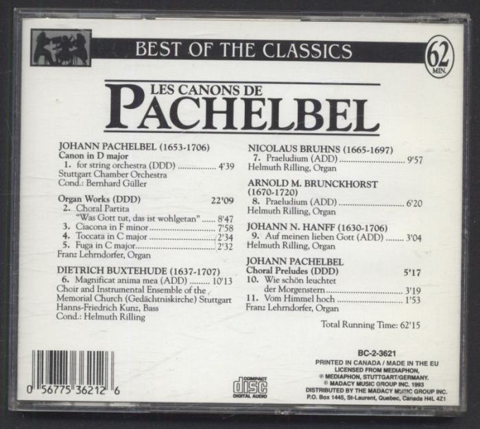 Johann Pachelbel - Les Canons De Pachelbel (CD)