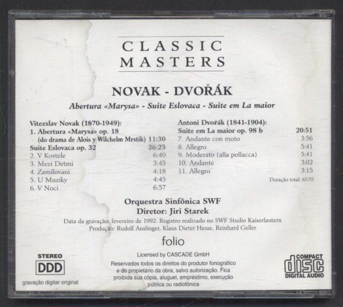Novák - Dvorák - Marysa - Suite Slovaque - Suite En la Majeur (CD)