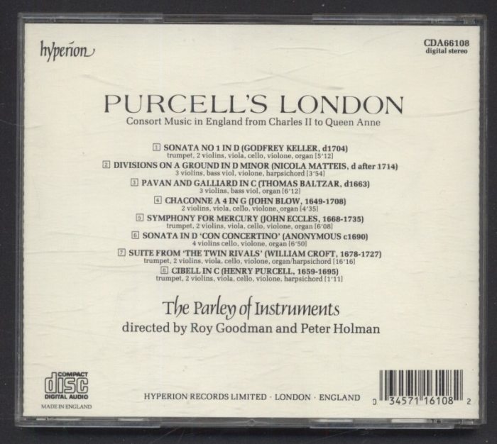 The Parley Of Instruments - Purcell's London (CD)