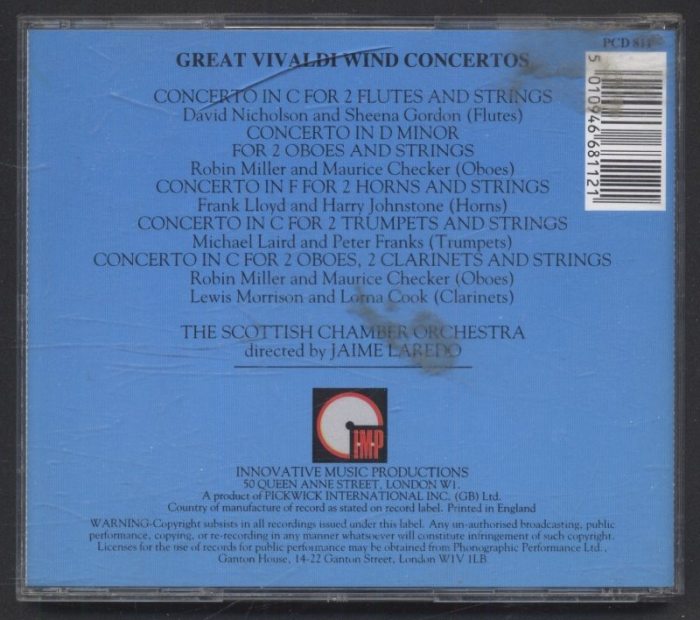 Antonio Vivaldi, Scottish Chamber Orchestra, Jaime Laredo - Great Vivaldi - Wind Concertos (CD)
