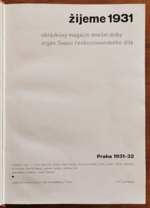 Žijeme 1931-1932, List svazu čsl. díla (1. ročník - kompletní)