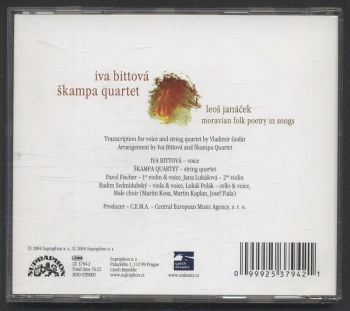 Leoš Janáček / Iva Bittová, Škampa Quartet - Moravian Folk Poetry In Songs (CD)