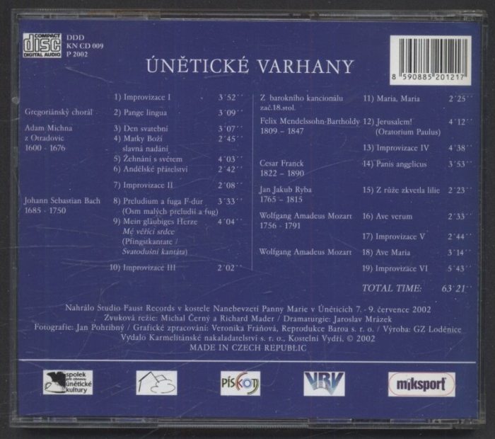 Various, Jaroslav Vodrážka - Unětické varhany (CD)