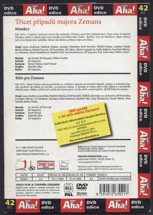 Třicet případů majora Zemana : 29. díl - Mimikry; 30. díl - Růže pro Zemana (DVD)