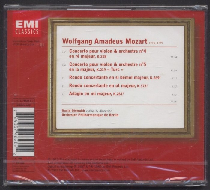 Mozart - Orchestre Philharmonique De Berlin, David Oistrakh - Concertos 4 & 5 / Rondos / Adagio (CD)