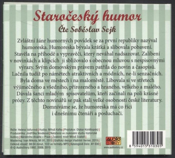 Jaroslav Hašek, Ignát Herrmann, Karel Matěj Čapek Chod, Eduard Bass, čte Soběslav Sejk - Staročeský humor (CD)