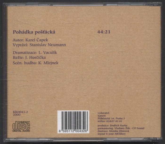 Karel Čapek, čte Stanislavv Neumann - Pohádka pošťácká (CD)