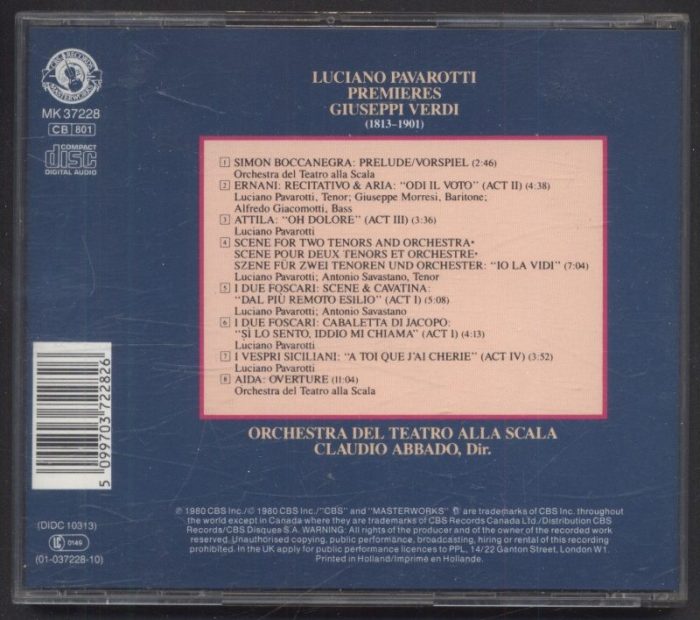 Verdi - Pavarotti, Claudio Abbado, Orchestra del Teatro alla Scala - Pavarotti Premieres (CD)