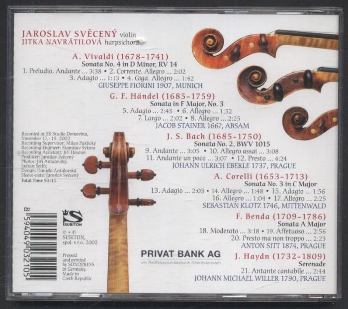 Jaroslav Svěcený, Jitka Navrátilová - German, austrian and czech violins (CD)