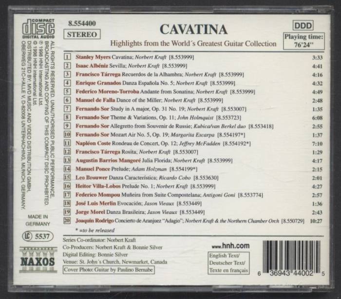 Various - Cavatina - Highlights From The World's Greatest Guitar Collection (CD)