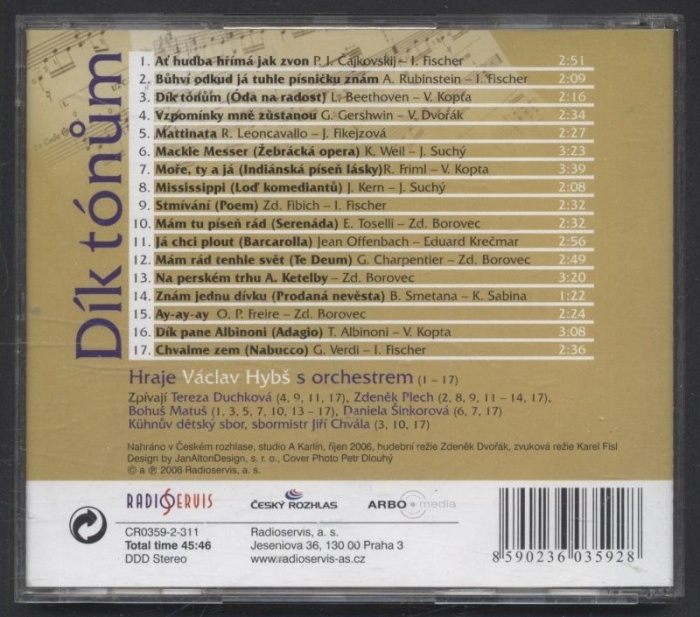 Václav Hybš s orchestrem, Tereza Duchková, Zdeněk Plech, Bohuš Matuš, Daniela Šinkorová, Kühnův dětský sbor, Jiří Chvála  - Dík tónům (CD)