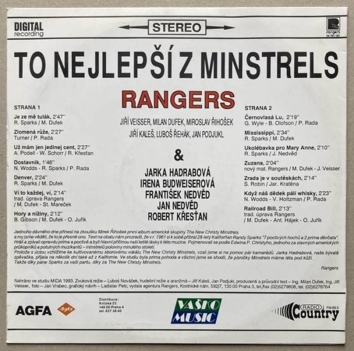 Rangers & Jarka Hadrabová, Irena Budweiserová, František Nedvěd, Jan Nedvěd, Robert Křesťan - To nejlepší z Minstrels (LP)