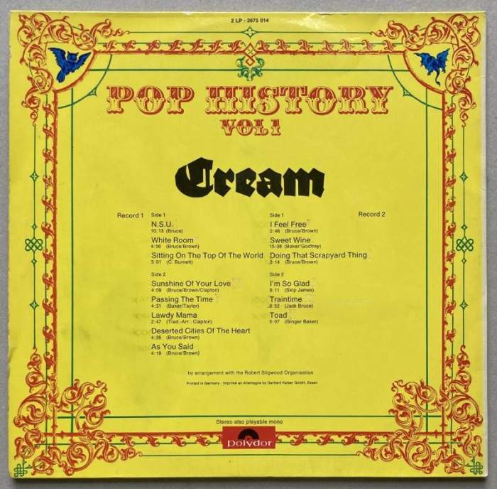Cream - Pop History Vol. 1 (2LP)
