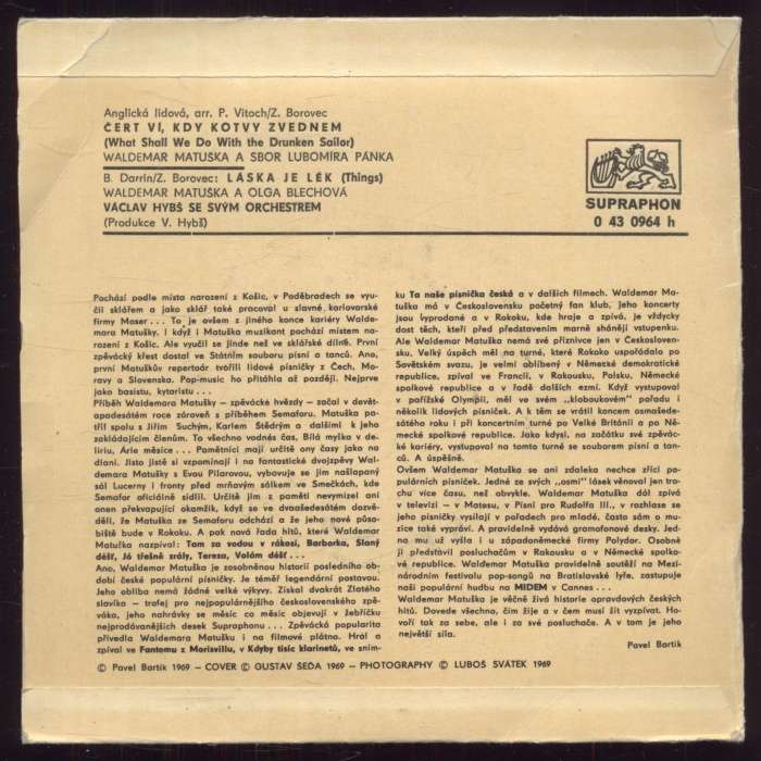 Waldemar Matuška - Čert ví, kdy kotvy zvednem / Láska je lék (SP)