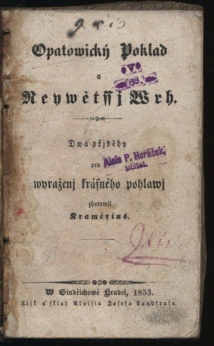 Kramérius, Václav Rodomil - Opatowický Poklad a Neywětssj Wrh