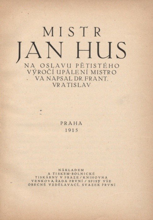 Vratislav, František - Mistr Jan Hus