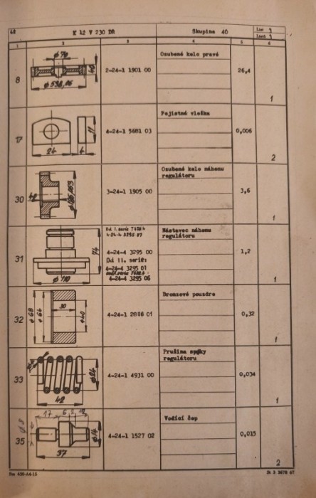 T 478.4 - Katalog náhradních dílů motoru K 12 V 230 DR - Dodatek č.1