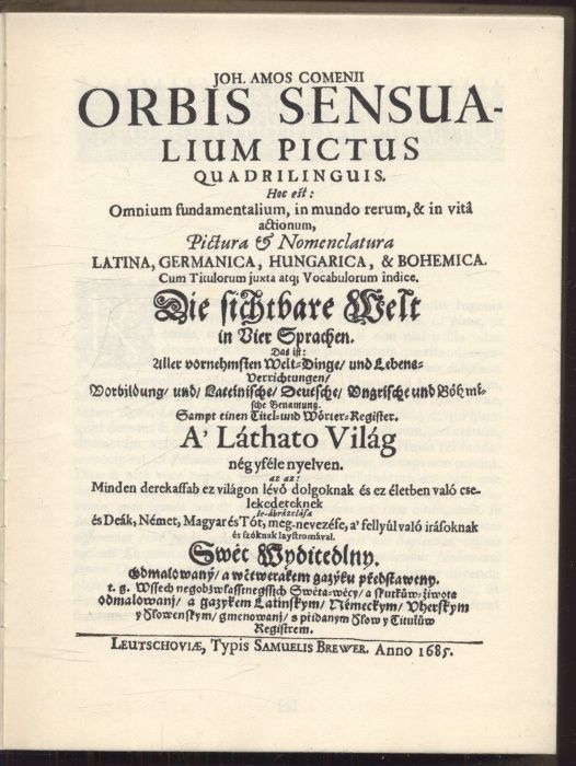 Komenský, Jan Amos - Orbis Sensualium Pictus (německy a latinsky)