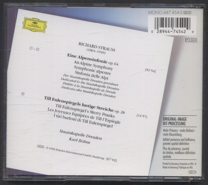 Richard Strauss - Staatskapelle Dresden, Karl Böhm - Eine Alpensinfonie / Till Eulenspiegel (CD)