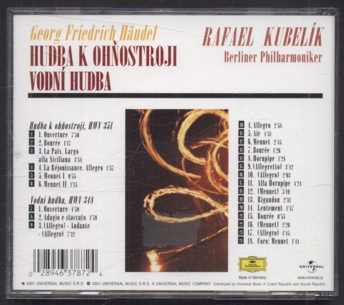 Georg Friedrich Händel By Berliner Philharmoniker With Rafael Kubelik - Hudba k ohňostroji, Vodní hudba (CD)
