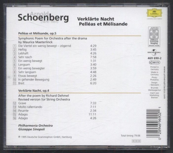 Arnold Schoenberg - Verklärte Nacht, Pelléas Et Mélisande (CD)