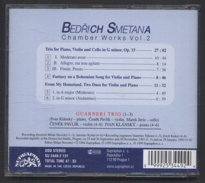 Smetana, Guarneri Trio - Chamber Works Vol. 2 (CD)
