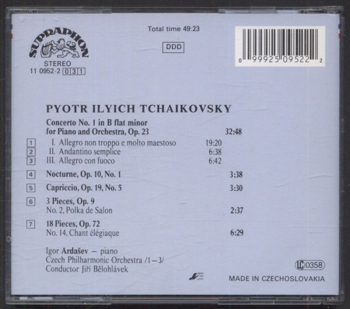 Tchaikovsky, Igor Ardašev, Czech Philharmonic Orchestra, Jiří Bělohlávek - Piano Concerto No. 1 in B Flat Minor - Four Solo Piano Pieces (CD)