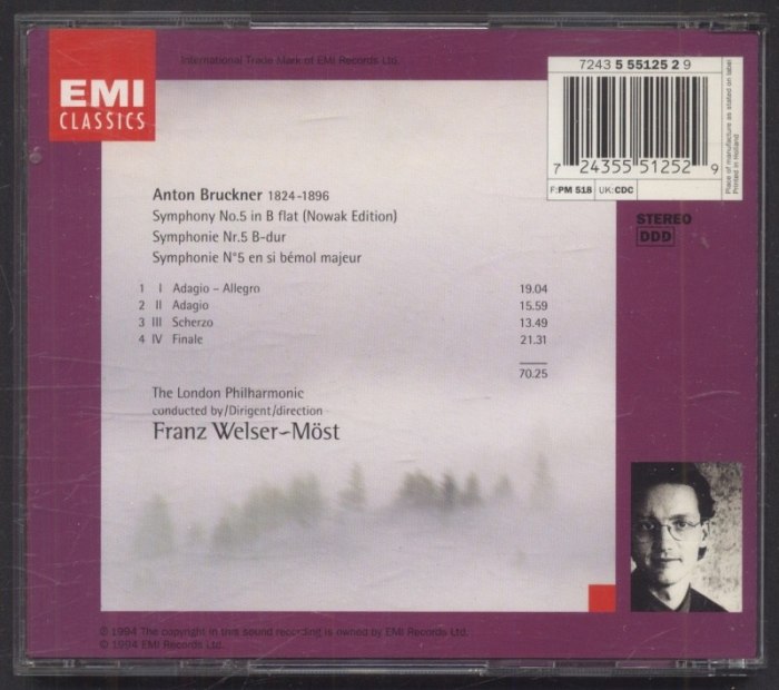 Franz Welser-Möst, The London Philharmonic, Bruckner - Symphony No. 5 In B Flat - LIVE Vienna Konzerthaus (CD)