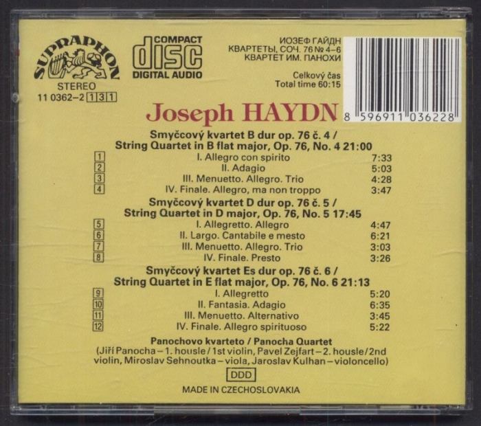 Haydn, Panocha Quartet - String Quartets Op.76, Nos. 4-6 (CD)