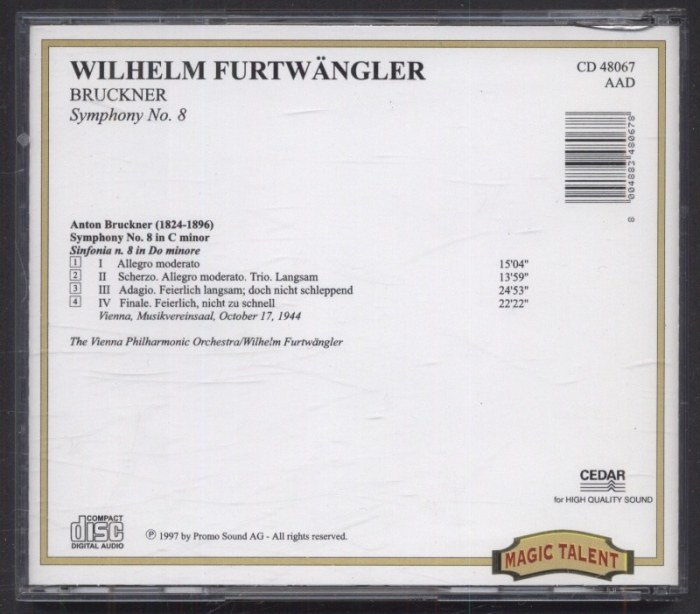 Bruckner, Wilhelm Furtwängler - Symphony No. 8 (CD)