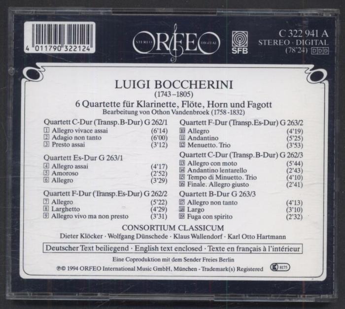 Luigi Boccherini, Consortium Classicum - Quartette G262 - 263 (CD)