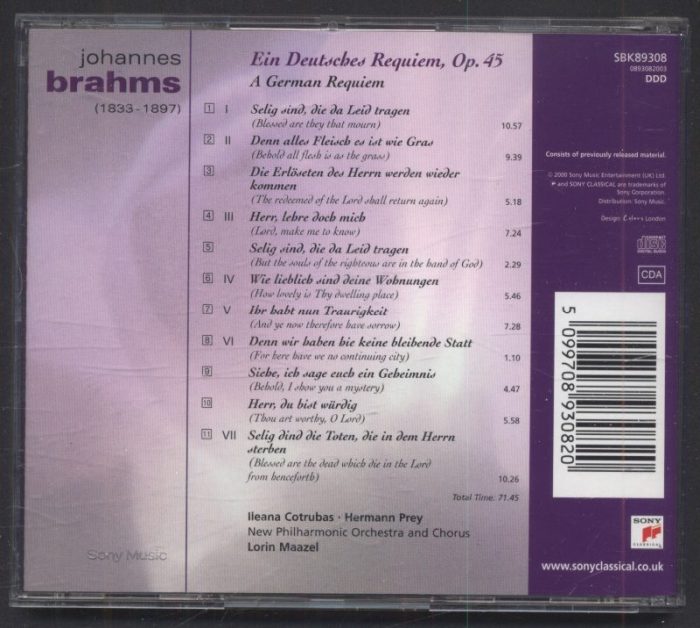 Johannes Brahms - Ein Deutsches Requiem, Op. 45 / A German Requiem (CD)