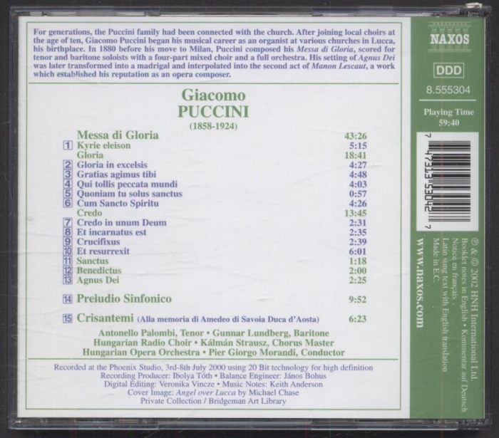 Puccini - Messa Di Gloria, Preludio Sinfonico, Crisantemi (CD)