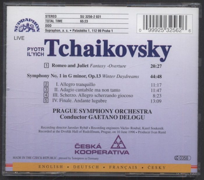 Pyotr Il'yich Tchaikovsky, Prague Symphony Orchestra, Gaetano Delogu - Romeo and Juliet, Winter Daydreams (CD)