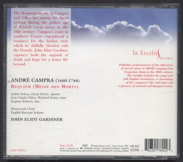 Campra, John Eliot Gardiner - Requiem (CD)