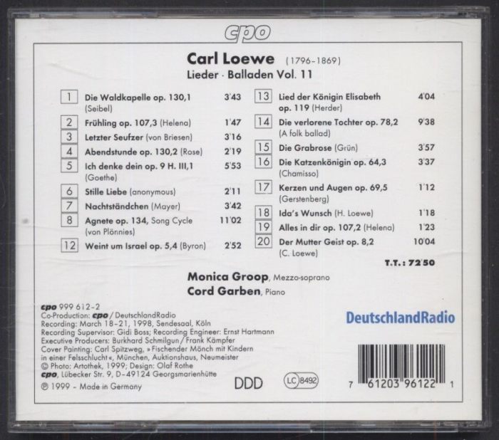 Carl Loewe - Monica Groop, Cord Garben - Lieder & Balladen - Complete Edition Vol. 11 (CD)