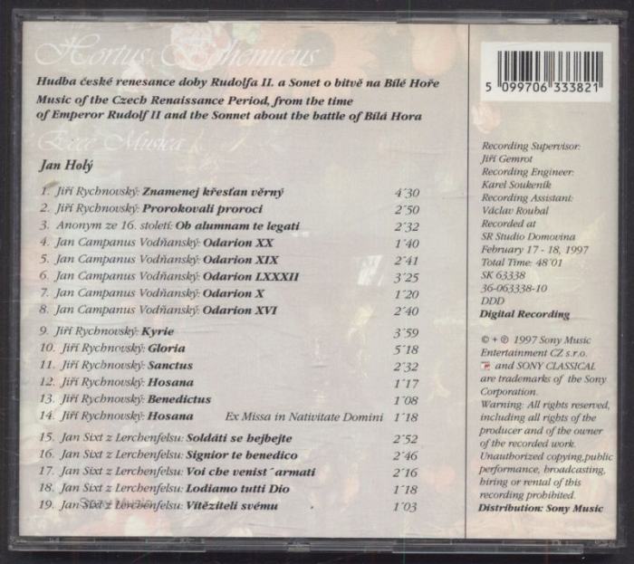 Jiří Rychnovský, Jan Campanus Vodňanský, Jan Sixt, Ecce Musica - Hortus Bohemicus (CD)