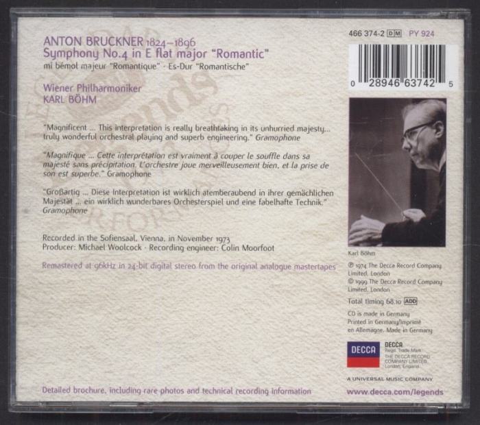 Bruckner, Karl Böhm, Wiener Philharmoniker - Symphony. No. 4 In E Flat Major (CD)