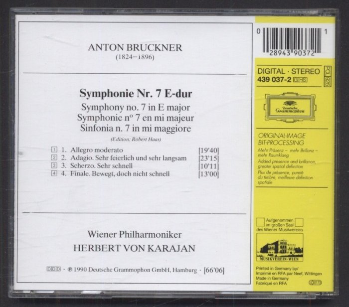 Anton Bruckner, Wiener Philharmoniker, Herbert von Karajan - Symphonie. No. 7 (CD)