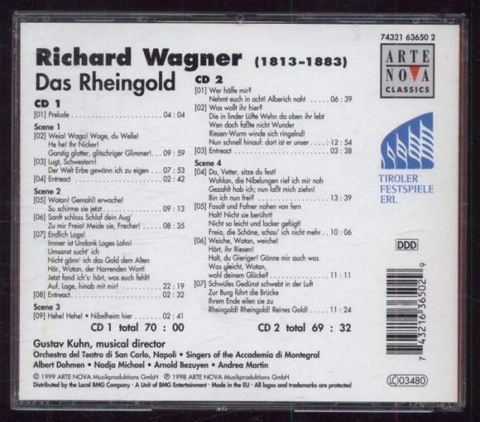 Richard Wagner, Gustav Kuhn, Albert Dohmen, Nadja Michael, Arnold Bezuyen, Andrea Martin, Orchestra Del Teatro Di San Carlo, Accademia Di Montegral - Das Rheingold (2CD)